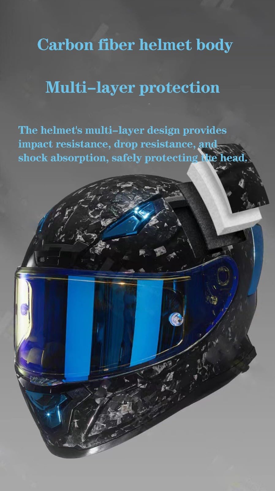 Casco Moto Integrale Retrò Fibra Carbonio Casco Integrali Casco Cross E Off-Road Street Touring Casco Motociclista Integrato Unisex Adulto Con Visiera Approvato DOTECE