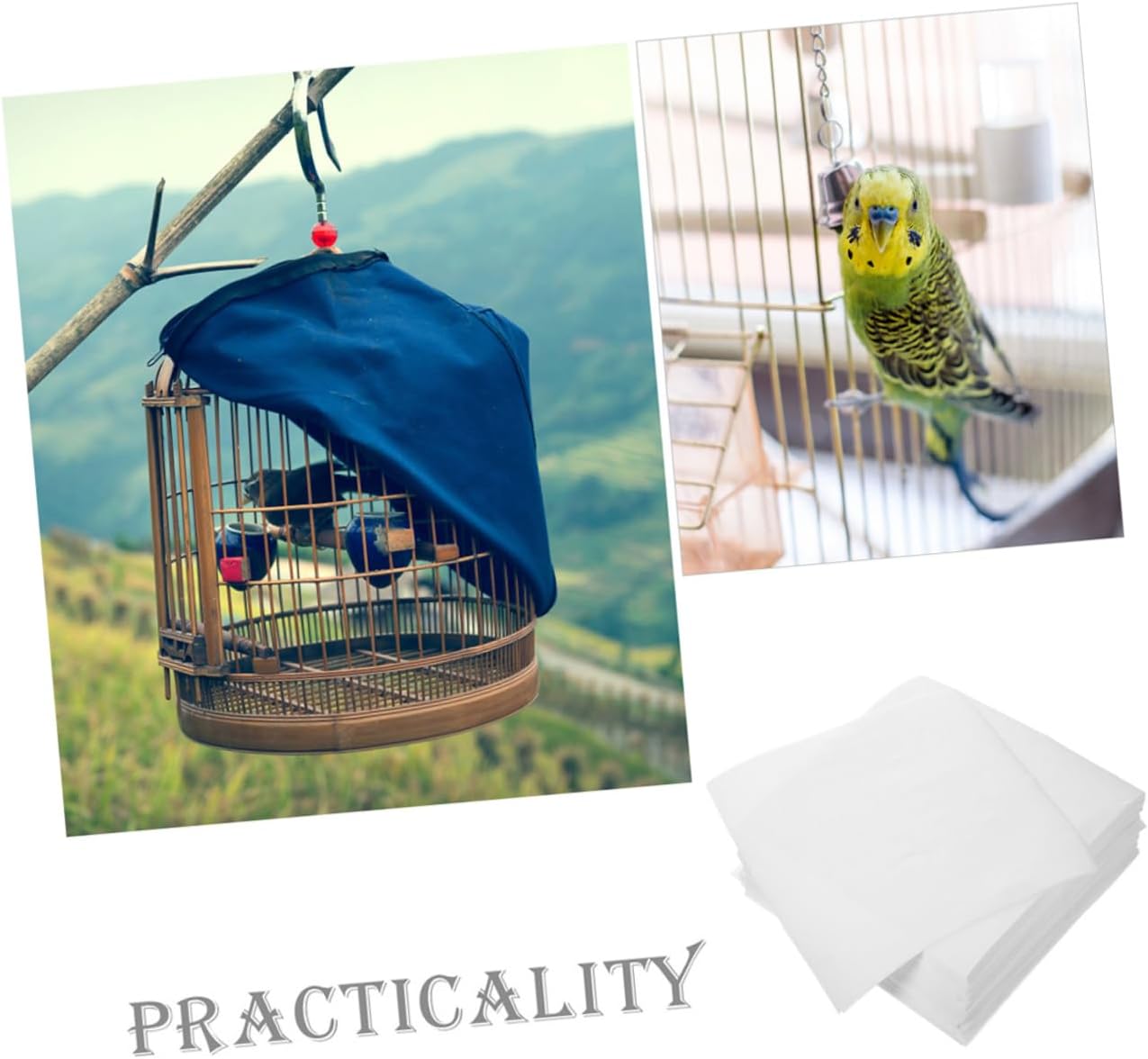 POPETPOP 300pcs Disposable Bird Cage Liners Absorbent Parrot Cage Cushions Comfortable Urine Pads for Easy Replacement and Maintenance