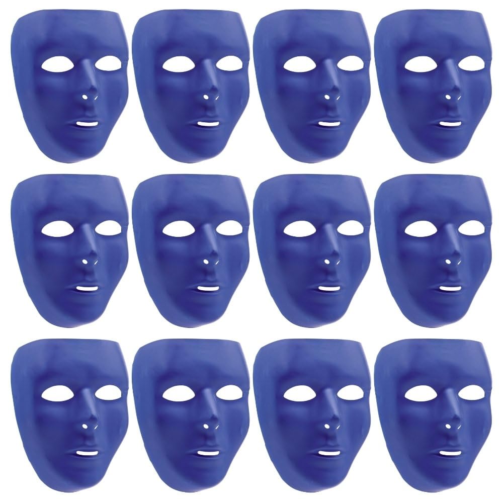 Blue Plastic Full Face Masks - 6.25