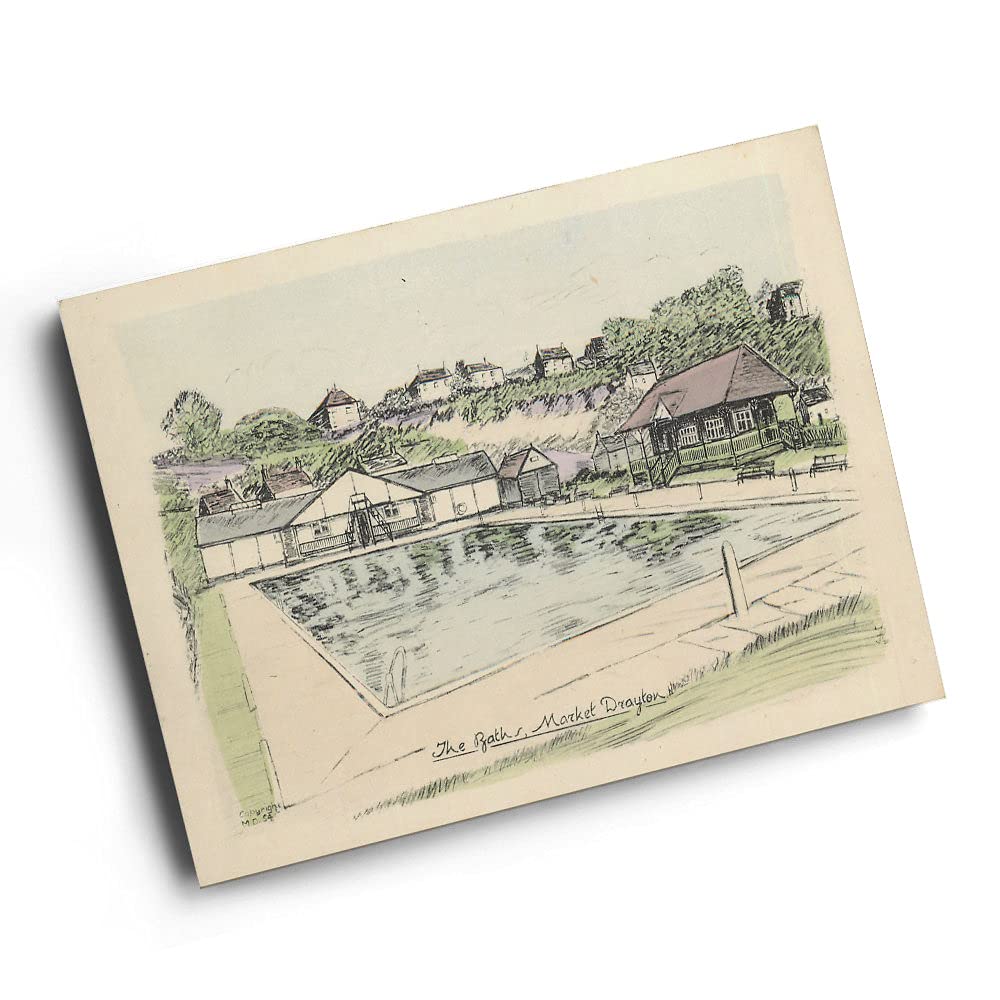 A6 PRINT - Vintage Shropshire - The Baths, Market Drayton