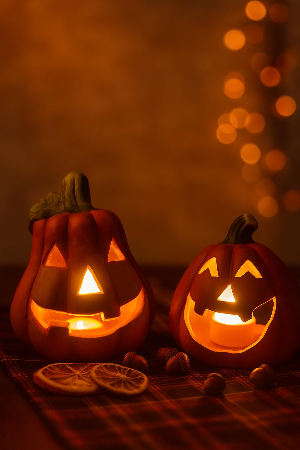 khevga Decorazioni di Halloween zucche Decorazione Set di 2 portacandele
