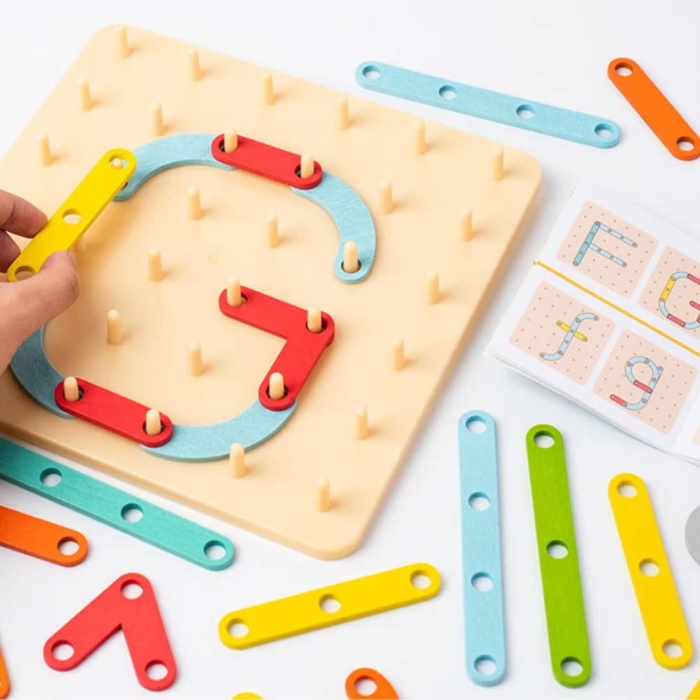 Giocattolo Puzzle Costruzione Lettere e Numeri su Tavoletta Legno Montessori
