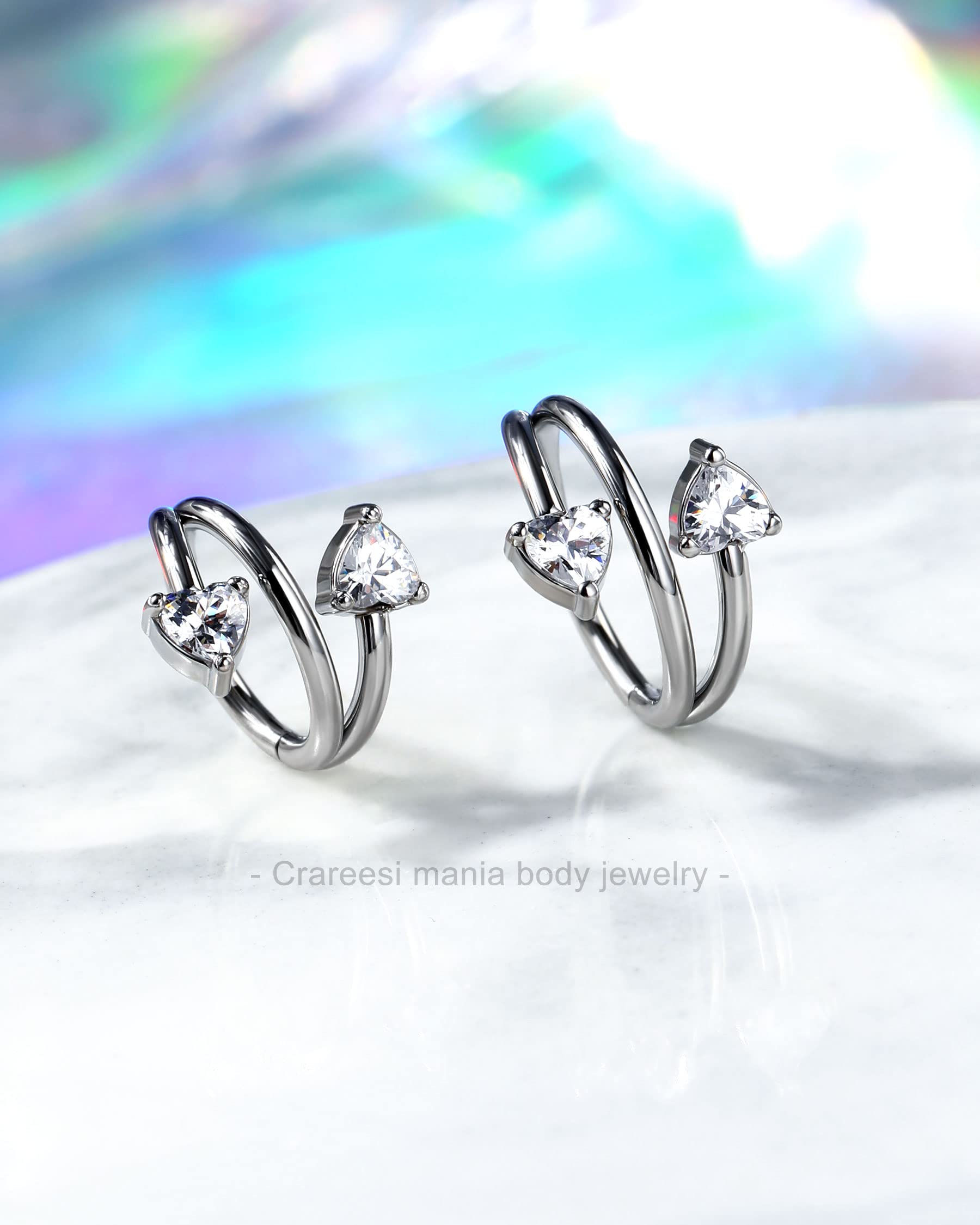 CM Crareesi Mania Star Helix Earrings 316L Surgical Steel Cartilage Earrings 16Gauge Helix Hoop Jewelry Double Helix Piercing Jewelry for Women