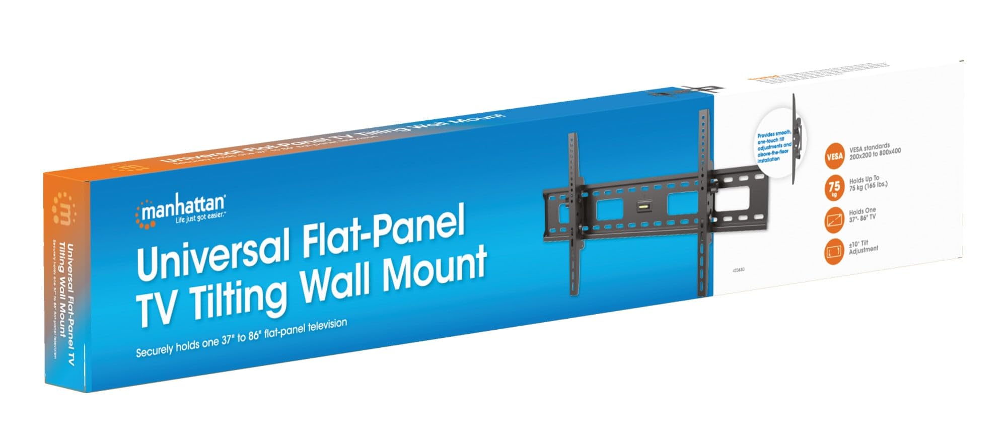 Manhattan 423830 Supporto da parete per TV (700 x 400 mm, 700 x 400 mm, 15 - 15°), Nero