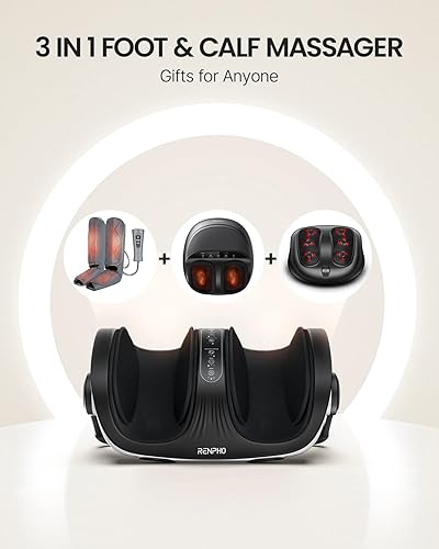 Miniatura 8 de RENPHO Máquina masajeadora de pies con calor, masajeador Shiatsu de pies y pantorrillas con control remoto, ofrece amasamiento profundo de tobillo