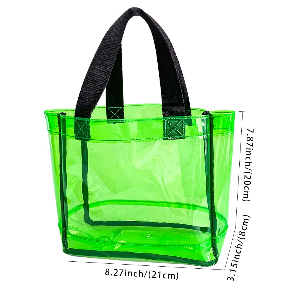 TotePrint Clear 1Packs Small Tote Work Bag,Gift Wrap Handbag for Bridal and Birthday Party,Travel Makeup Pouch with Handle (1PCS-Green)