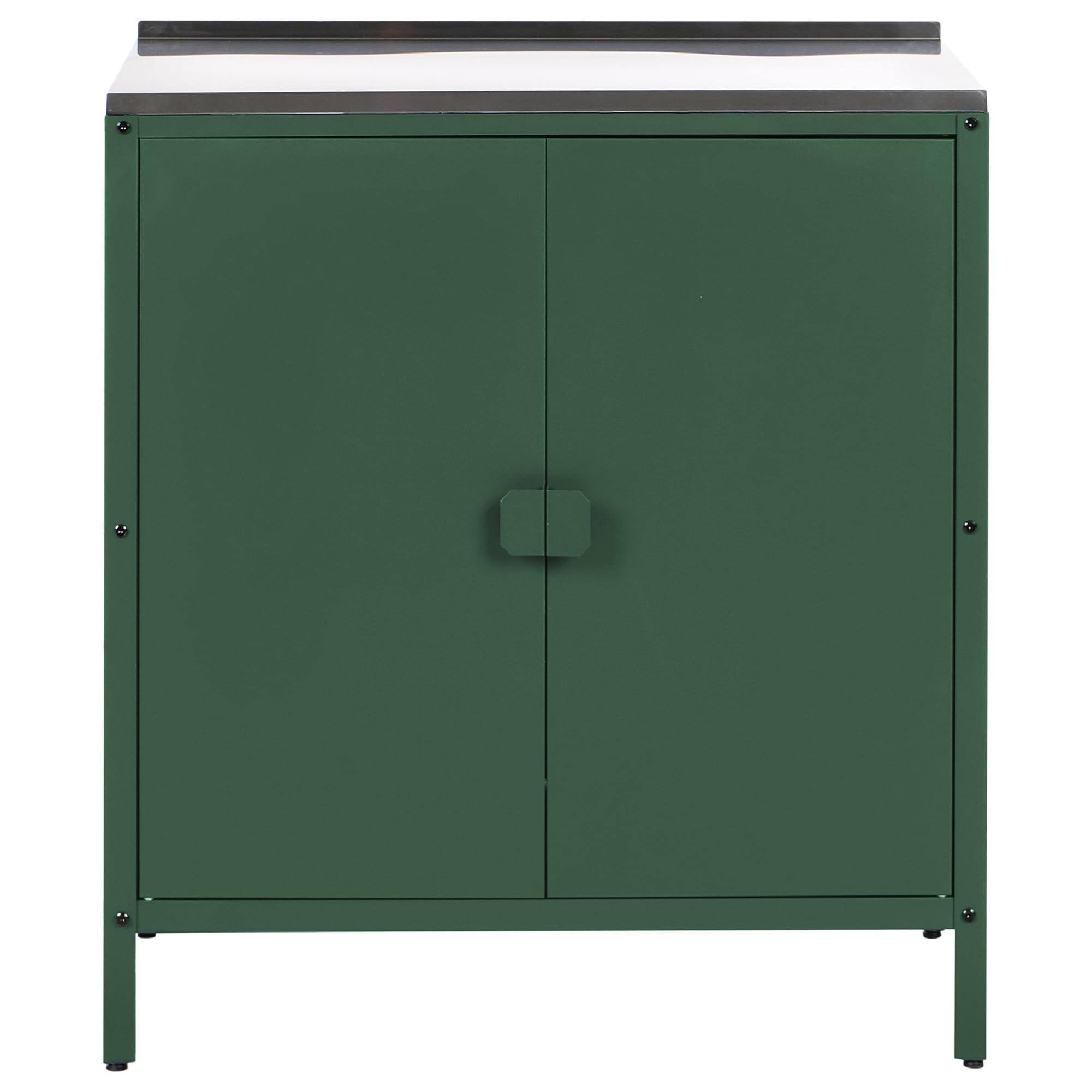 Beliani Armario Cocina Exterior 2 Puertas de Acero Inoxidable Verde Vilama