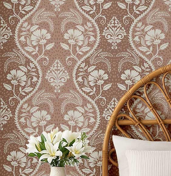 Papel de vinilo autoadhesivo floral marrón para renovar paredes y armarios fácilmente