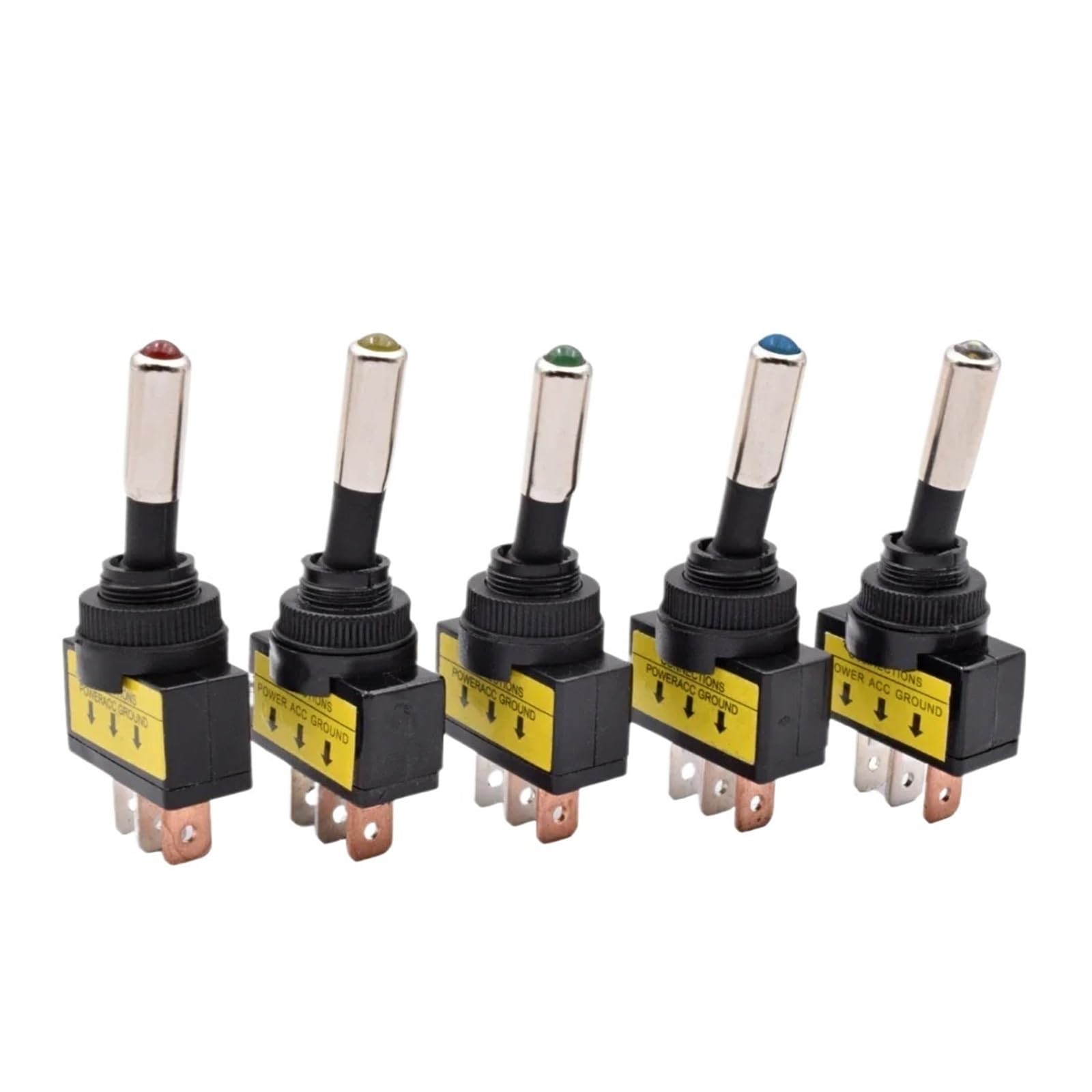 5/10 Uds. LED for coche de 12mm 15D SPST 2 posiciones 3 pines encendido apagado 12V 24V CC