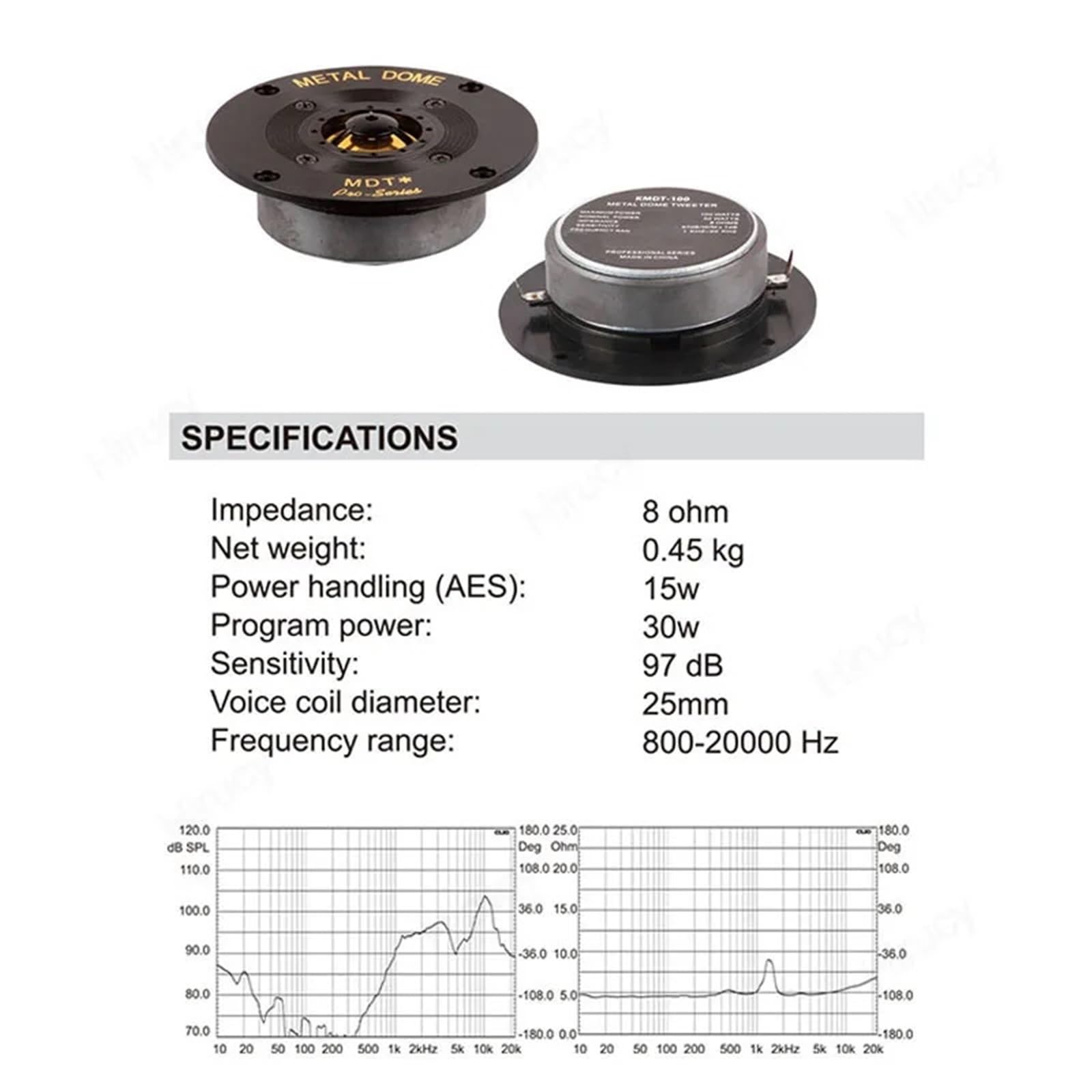 Tweeter per Auto 1 pz. Tweeter da 100 mm e 15 W, Driver per Altoparlanti Audio magnetici a 25 Core, Corsa Lunga, per Auto, Pezzo di Ricambio Fai da Te Tweeter Auto