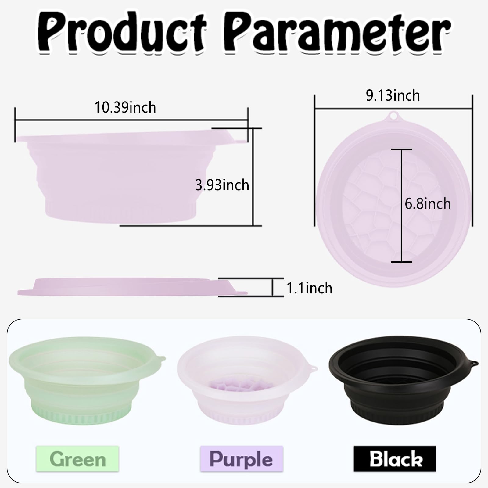 Cuenco grande de silicona para baño de hielo facial con icetray integrado, diseño plegable y colgante para un fácil almacenamiento y transporte, baño de hielo facial en casa y viajes (morado)