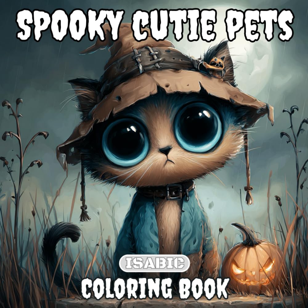 Spooky Cutie Coloring Book: Pets / For Adults and Teens with 40 Adorable and Creepy Little Friends / Cats, Dogs, Turtles and Many More / To Enjoy and