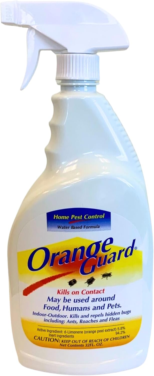 Orange Guard Home Pest Control Spray with D-Limonene | All-Natural Food Grade Orange Peel Oil for Bugs, Ants, Roaches, Fleas, Palmettos and Silverfish – 32oz