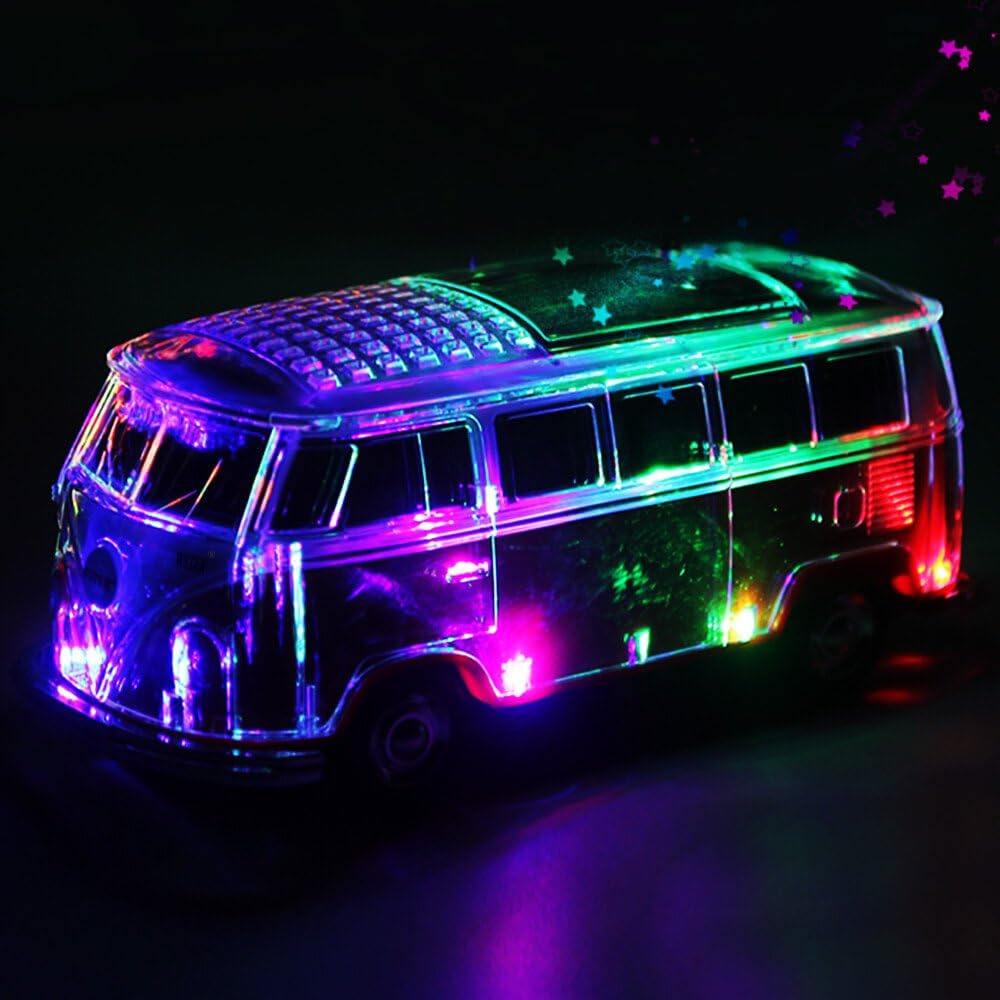 The WS-267BT speaker with its multi-color LED lights illuminated in a dark setting.