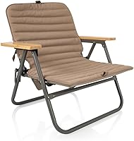 Picnic Time Descanso Padded Beach Chair: Backpack Straps, Removable Washable Cover, Stylish Low Camping Lounger