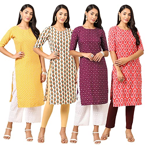 Image of Pinkmint Women's Crepe Digital Print Straight Kurta (RM-348-370-360-366)