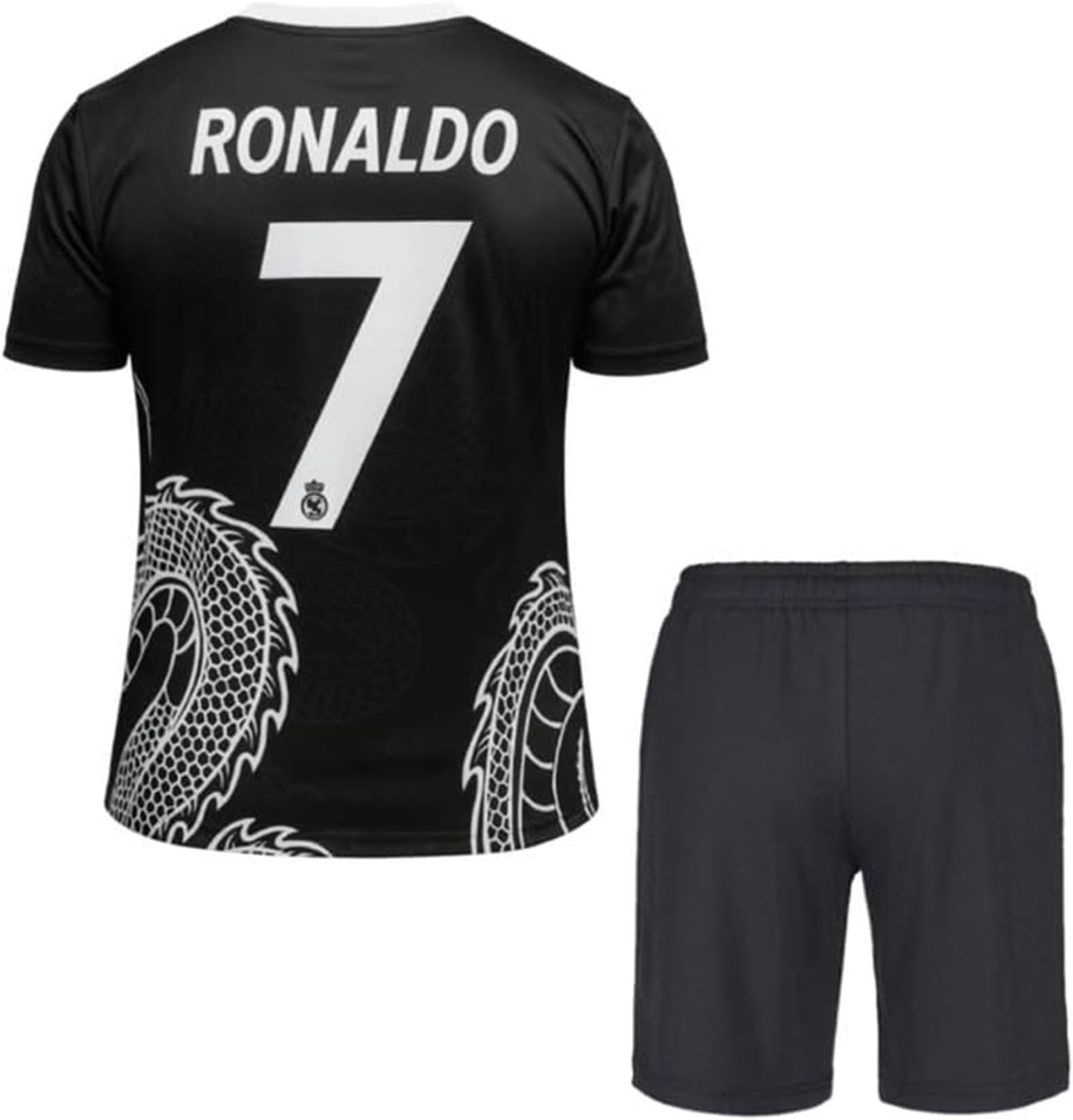 Real Football Team White Jersey with Black Shorts for Boys and Men(10-11Years,Multicolor_23)