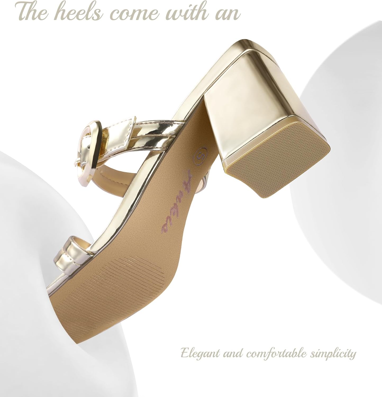 Women Square Open Toe Heels Comfortable Sexy Summer Cute Back Strap Heeled Sandals Wedding Party Dress Shoes for Women Two Strap Slip On Mules - Image 5