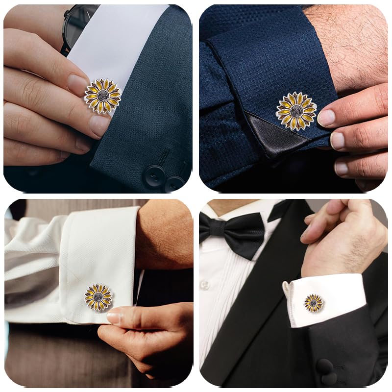 Mancuernillas girasol para camisa de hombre y mujer miniatura 5