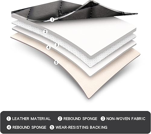 Miniatura 8 de LGOSG - Juego completo de fundas de cuero para asientos delanteros y traseros para sedán, SUV, 5 asientos, ajuste universal (negro rojo)