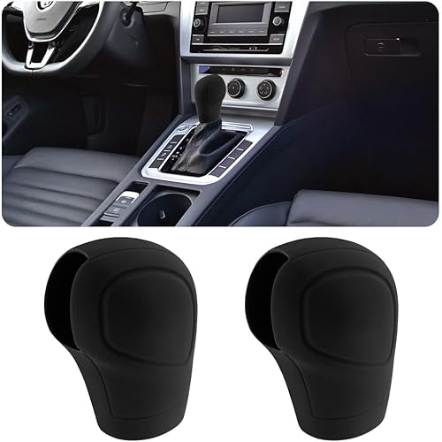 IHOTDER 2PCS Car Gear Shift Cover - Silicone Non-Slip Auto Gear Shift Knob Cover - Preventing Automatic Shifter Knobs Aging - Universal Car Interior Decor Accessories for Women or Man (Black)