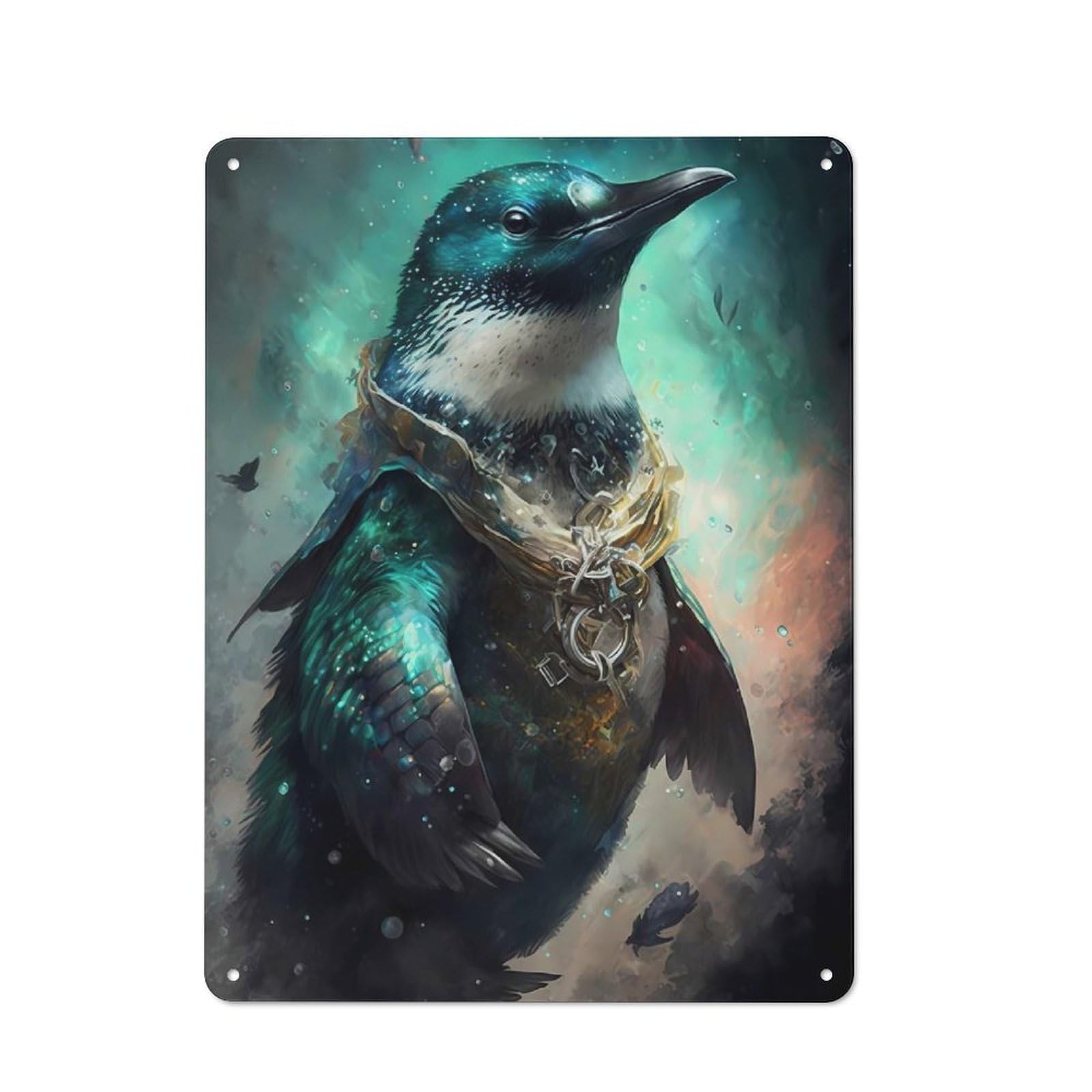 Junmoney Penguin Rustic Tin Sign 40X30cm Featuring For Bar Or Restaurant, A Housewarming Gift For Bar Decor Enthusiasts