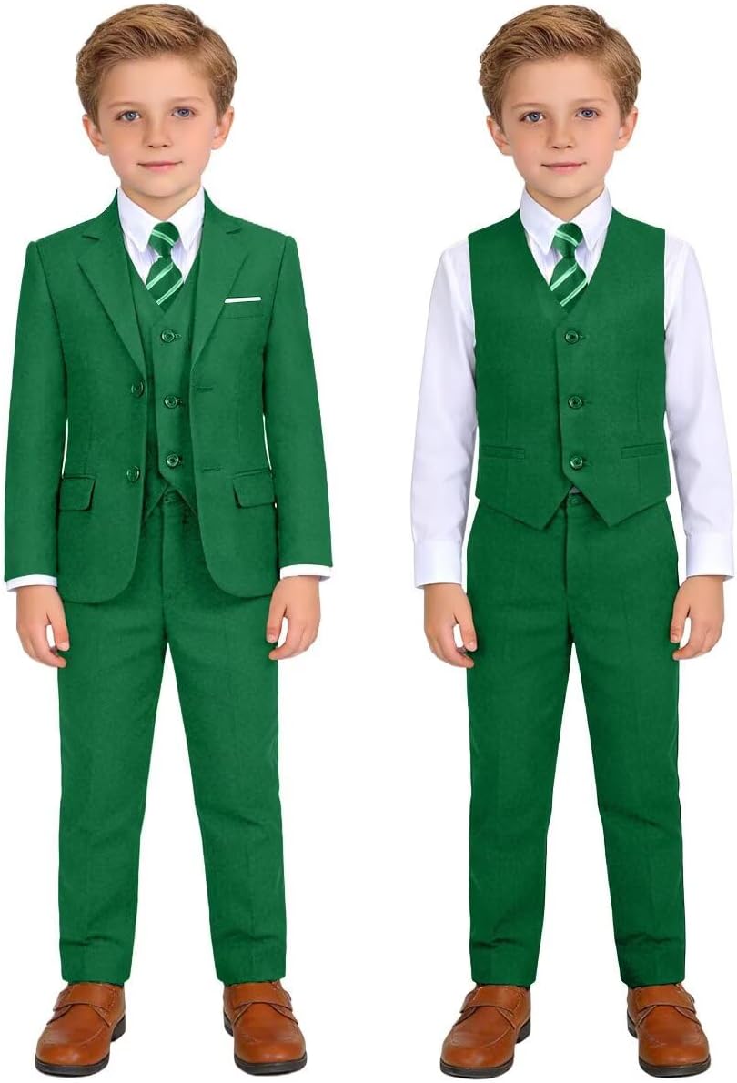 Boys Suit 4 Pieces Slim Fit Set Suits Kids Formal Wedding Tuxedo Outfit image 3