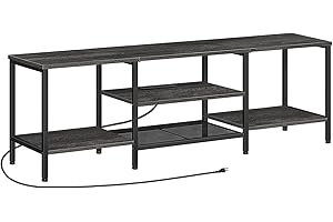 HOOBRO Metal Entertainment Center - TV Stand with Power Outlets to 75 Inches
