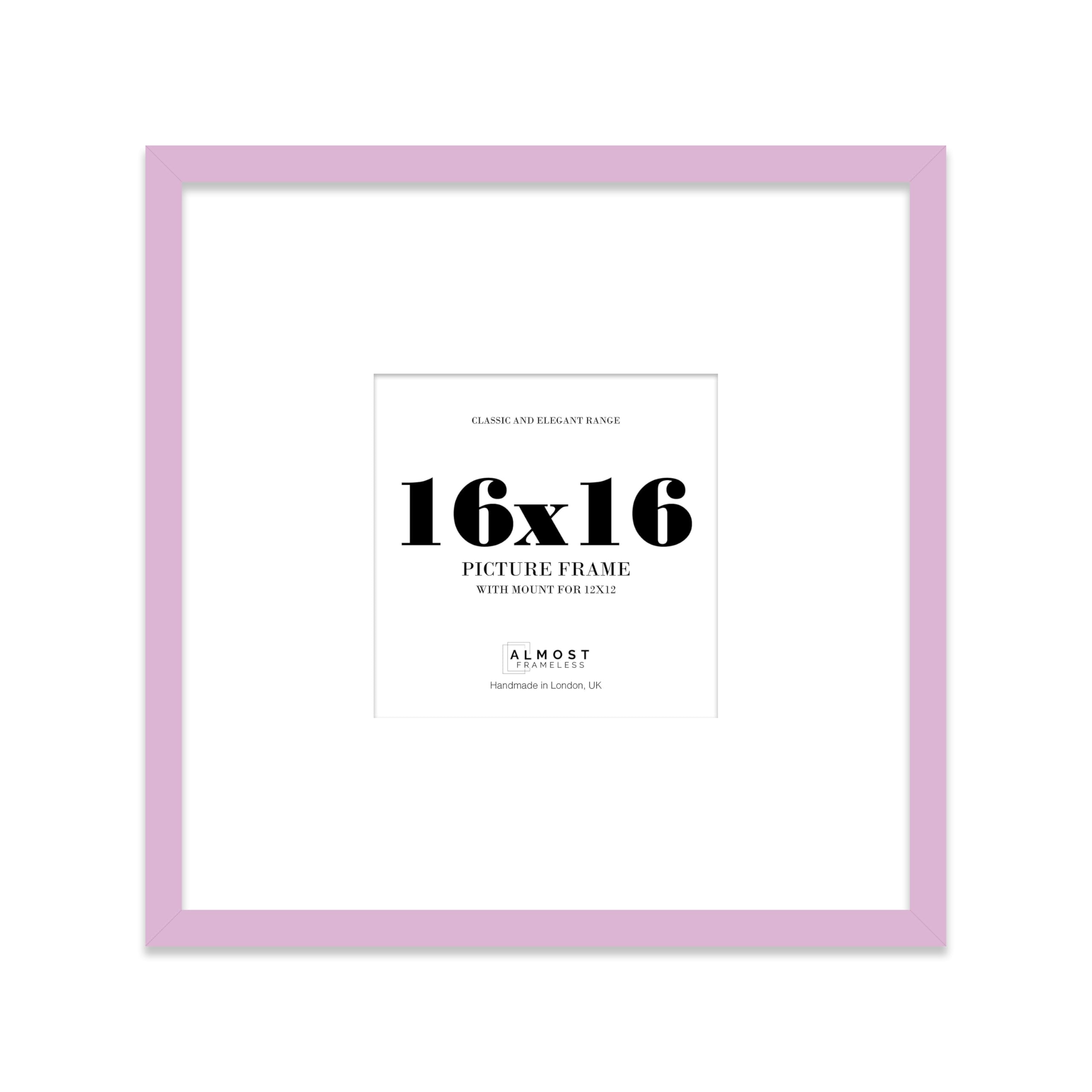 16x16 Square Picture Frame, Display Pictures 12x12 With Mat or 16x16 Without Mat, Wall Hanging & Free Standing Photo Frame, Lilac, 1 Pack