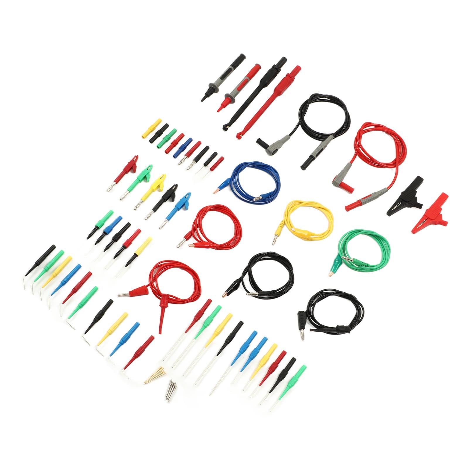 Juego de cables de prueba para multímetro de 62 piezas, puntas de prueba para multímetro digital con enchufe de banana, pinza de cocodrilo y sonda de aguja; kit de gancho de prueba