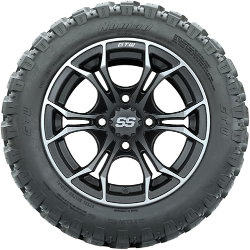 Miniatura 2 de GTW Combo de ruedas y neumáticos para carrito de golf de 12 pulgadas | Ruedas Spyder gris mate en neumáticos radiales todo terreno 22x11-R12 Nomad |