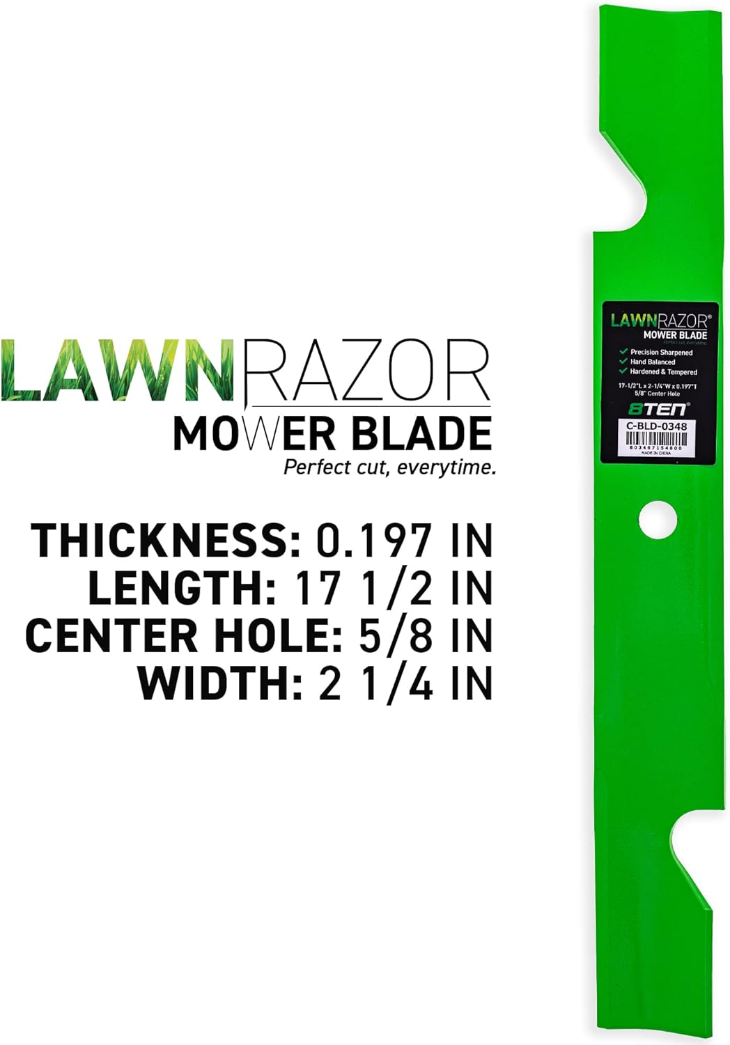 8TEN LawnRAZOR Blade for Toro Titan ZX5000 ZX5020 50 Inch Deck 117-1156-03 (Notched High Lift) 3 Pack