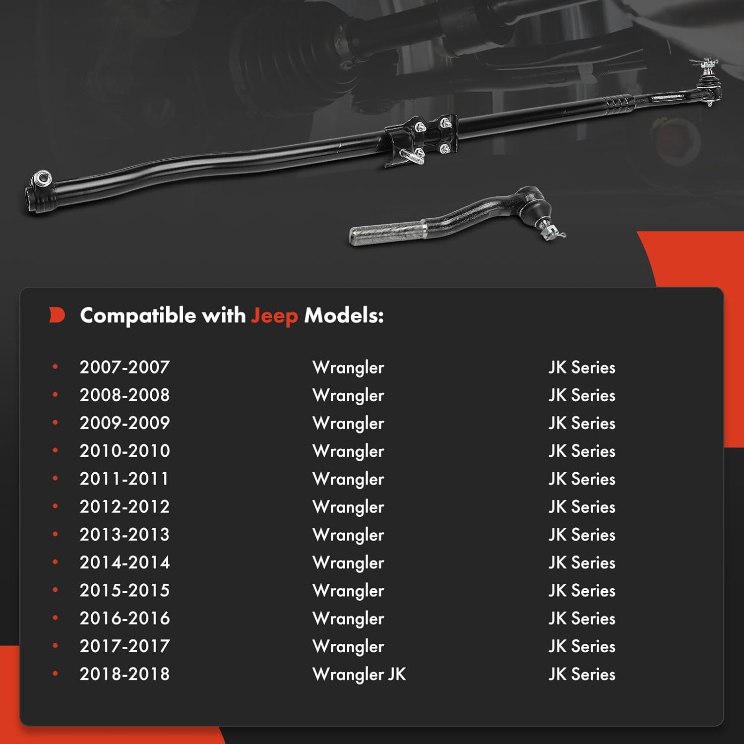 A-Premium 2 x Front Outer Tie Rod Ends, Compatible with Jeep JK Series - Wrangler 2007-2017, Wrangler JK 2018