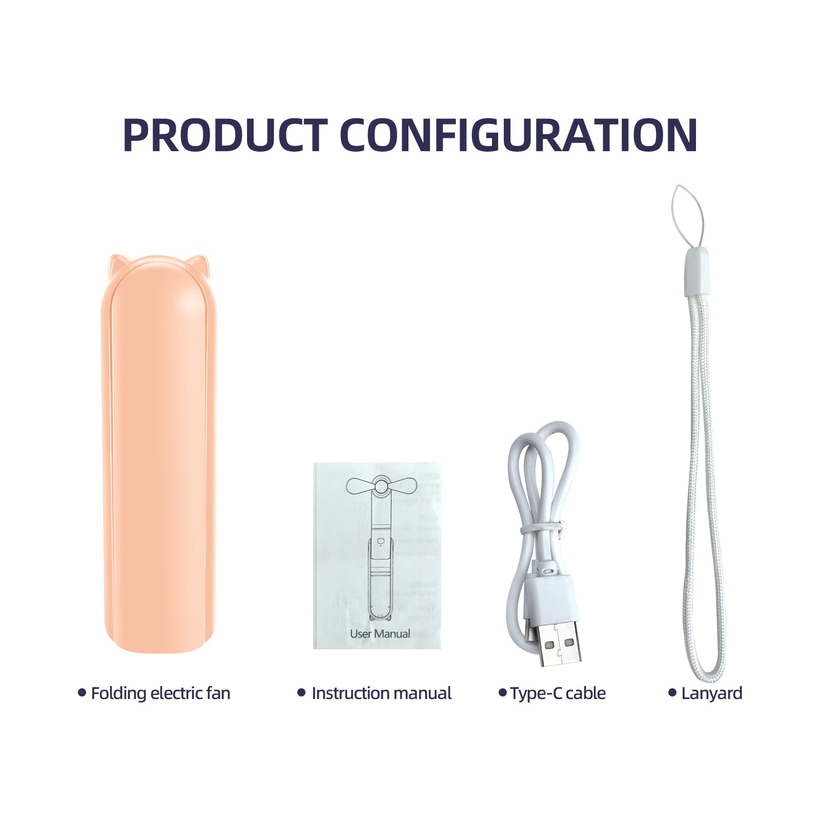 Jsdoin Ventilatore Portatile, 3 Velocità Ricaricabile Ventilatore Tascabile con Banca di potere, Cordino, Mini Ventilatore per Casa, Ufficio, Viaggi e all’aperto (Rosa)