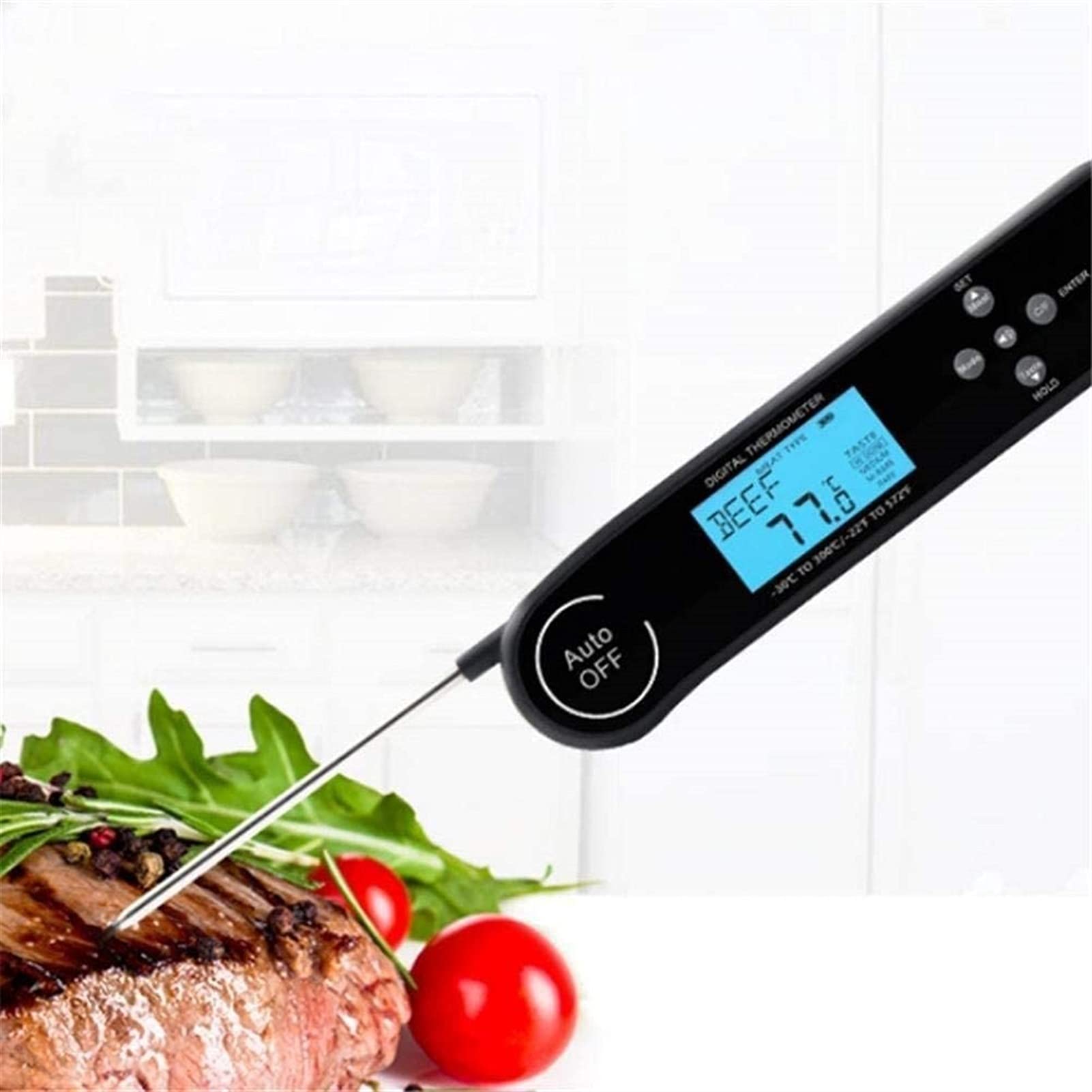 Termómetro digital for carne de lectura instantánea - Termómetro impermeable for cocinar alimentos con pantalla LCD retroiluminada - La mejor sonda de termómetro de carne eléctrica súper rápida for as