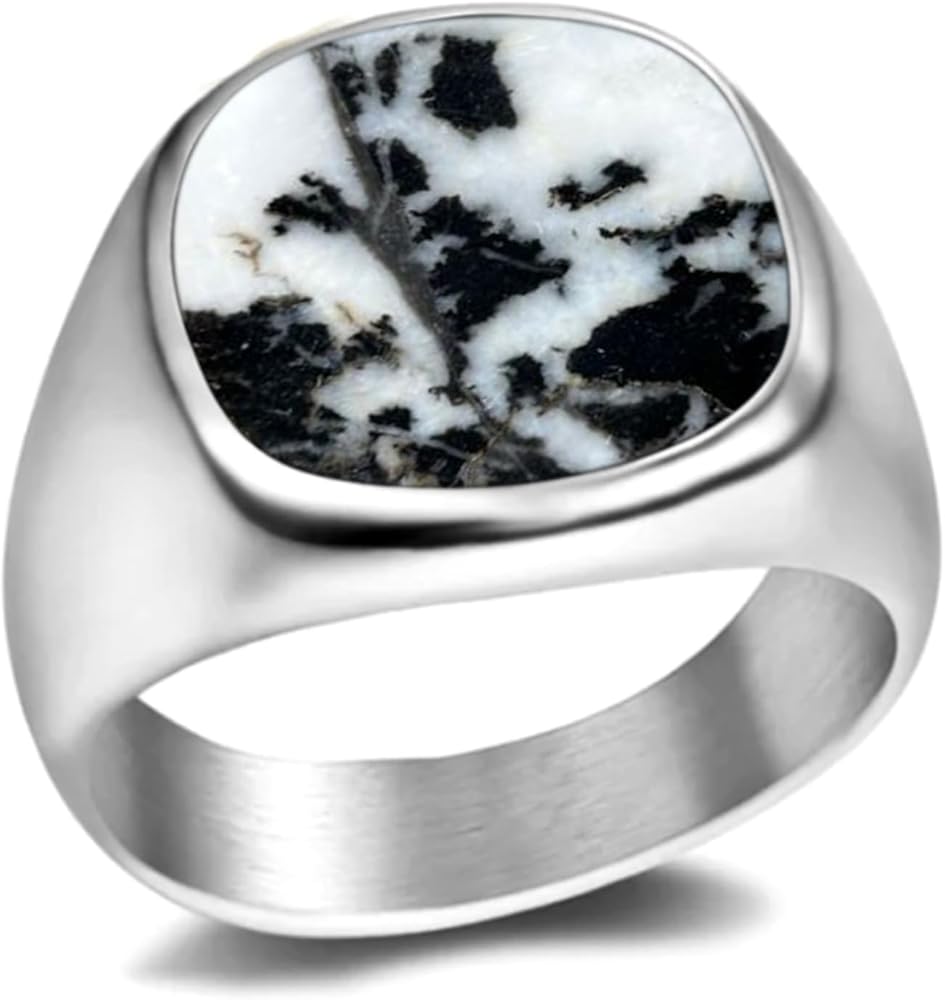 Generic Genuine Zebra Jasper Ring, 925K Silver Ring, large black Generic Genuine Zebra Jasper Ring, 925K Silver Ring, large black
