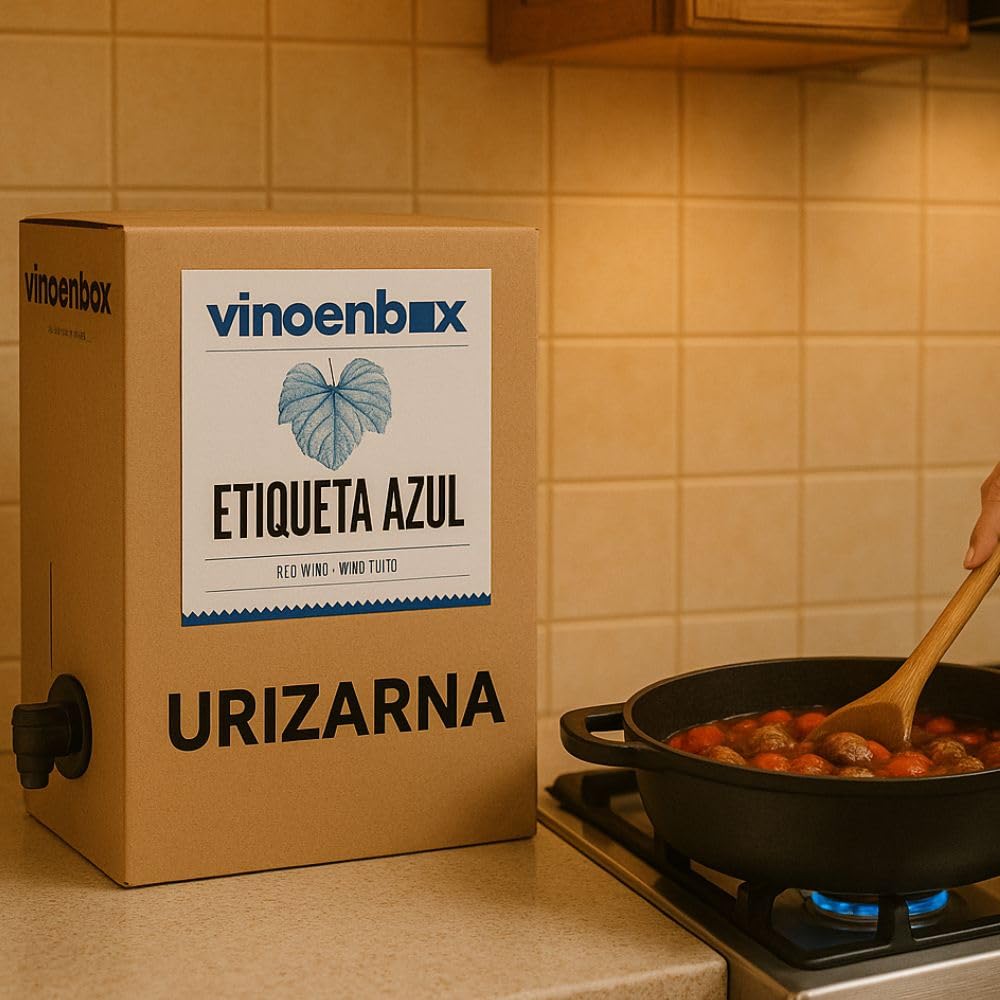 Vinoenbox - Vino Etiqueta Azul Tinto Bag in Box 15L | Crianza 12 meses barrica | Caja con grifo, larga conservación | Ideal para consumo diario (equivale a 20 bot.)