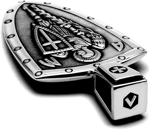 Miniatura 4 de VENICEBEE Arcángel San Miguel Escudo de la Medalla de San Miguel Cruz Espada del Ángel Guardián Amuleto Cristiano Sólido Collar con colgante de