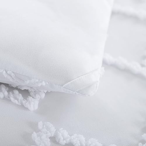 Miniatura 8 de Aisbo Juego de edredón bohemio tamaño matrimonial, juego de edredón blanco copetudo, bohemio, tamaño matrimonial, edredón de 3 piezas estilo rústico