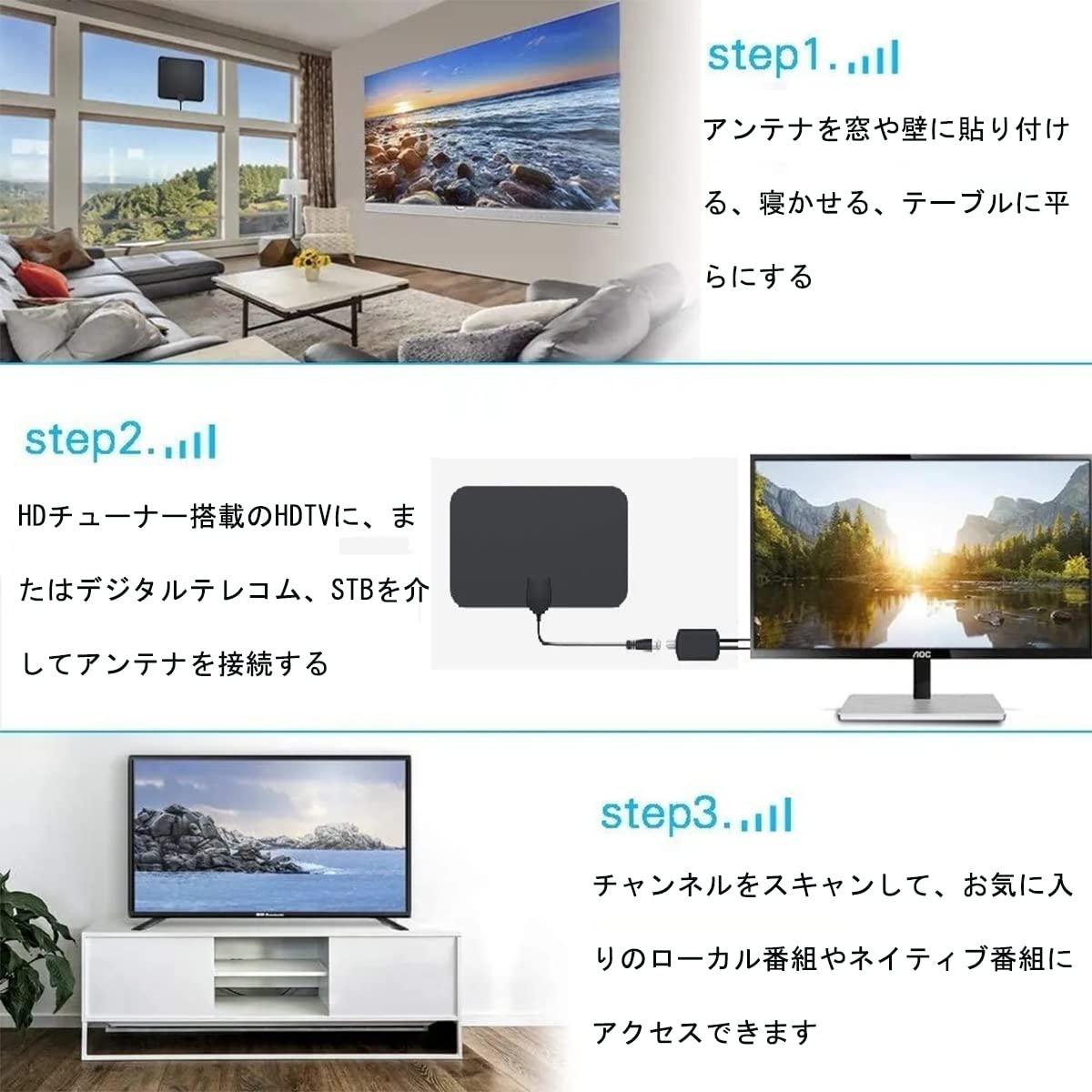 Amazon | 【2022人気版 室内アンテナ】 テレビアンテナ 室内 BS