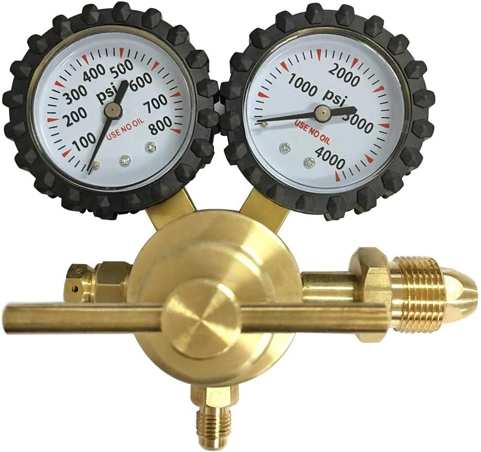 Mein LAY Nitrogen Regulator with 0-600 PSI Delivery Pressure, CGA580 Inlet Connection & 1/4-Inch Male Flare Outlet Connection (600PSI)