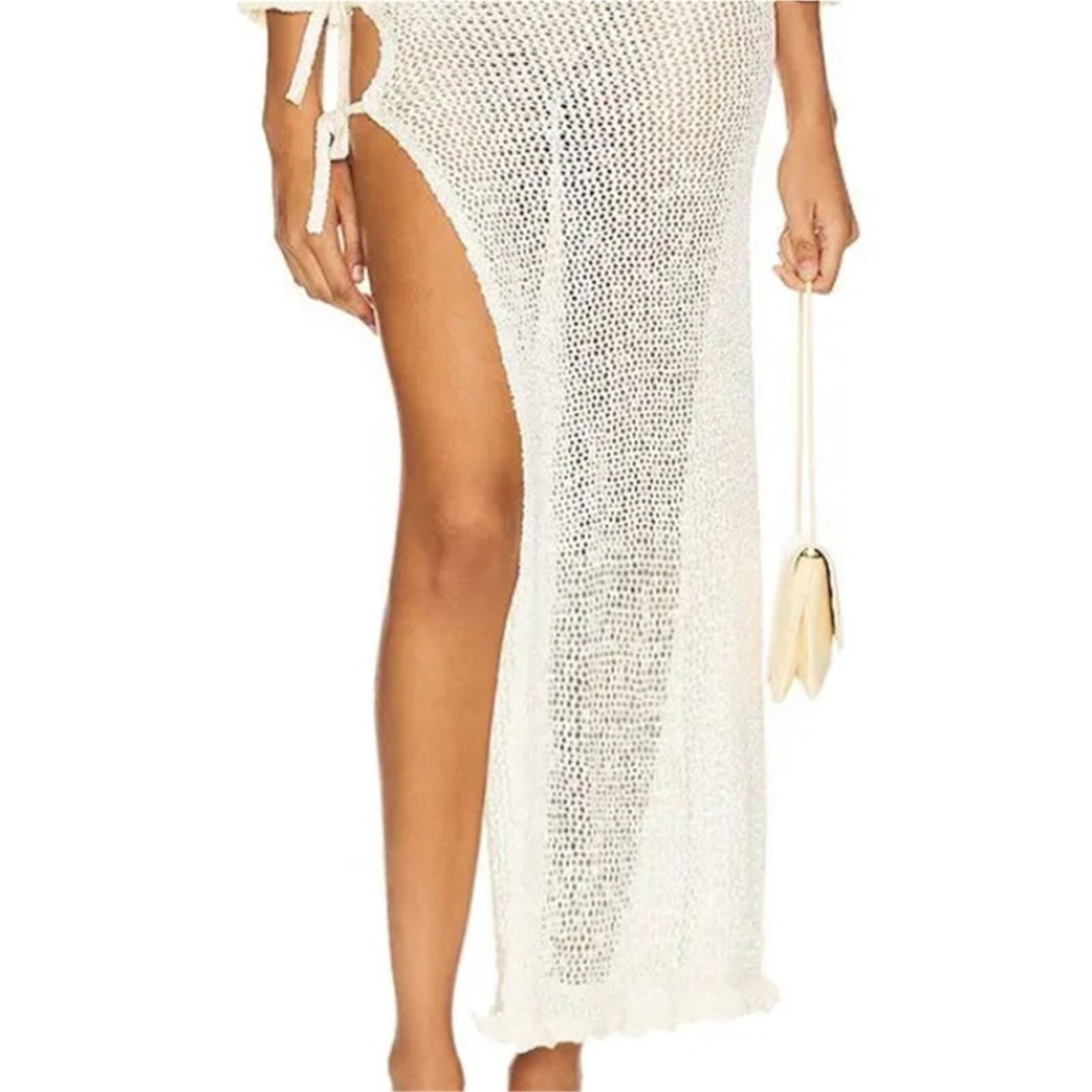 Femme Plage Jupe portefeuille décontractée à lacets et fente latérale for femme, idéale for la plage ou les fêtes au bord de la piscine