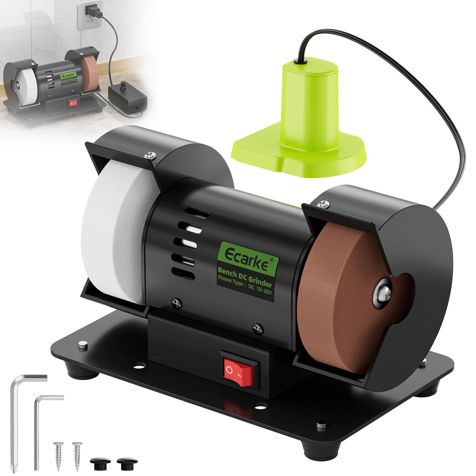Ecarke 3" Mini Bench Grinder - DeWalt 20V Compatible -11