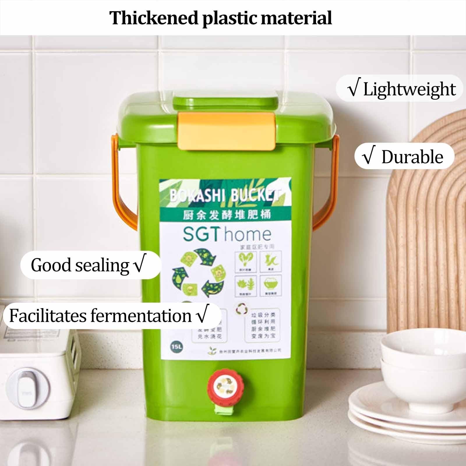 Secchio per compost alimentare, secchio per compost da banco con coperchio, composter da cucina per scarti alimentari, contenitore per compost per rifiuti alimentari (verde)(10L)