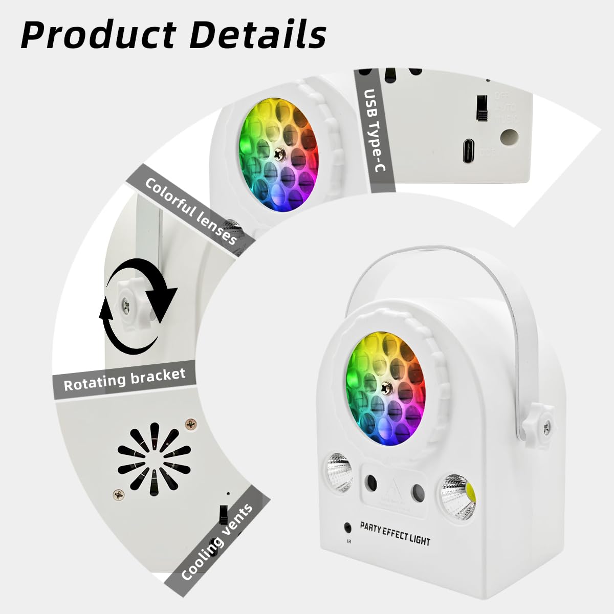 Disco-Partykugel-Licht, aus ABS-Material, mit Fernbedienung, dynamischem LED-Ambientelicht, DJ-Licht, geeignet für Familienfeiern/Partys/Hochzeiten/Bühnenbeleuchtung und andere Anlässe.