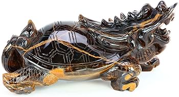 Amazon.co.jp: タイガーアイ 龍亀 竜 虎目石 パワーストーン 彫刻 金運