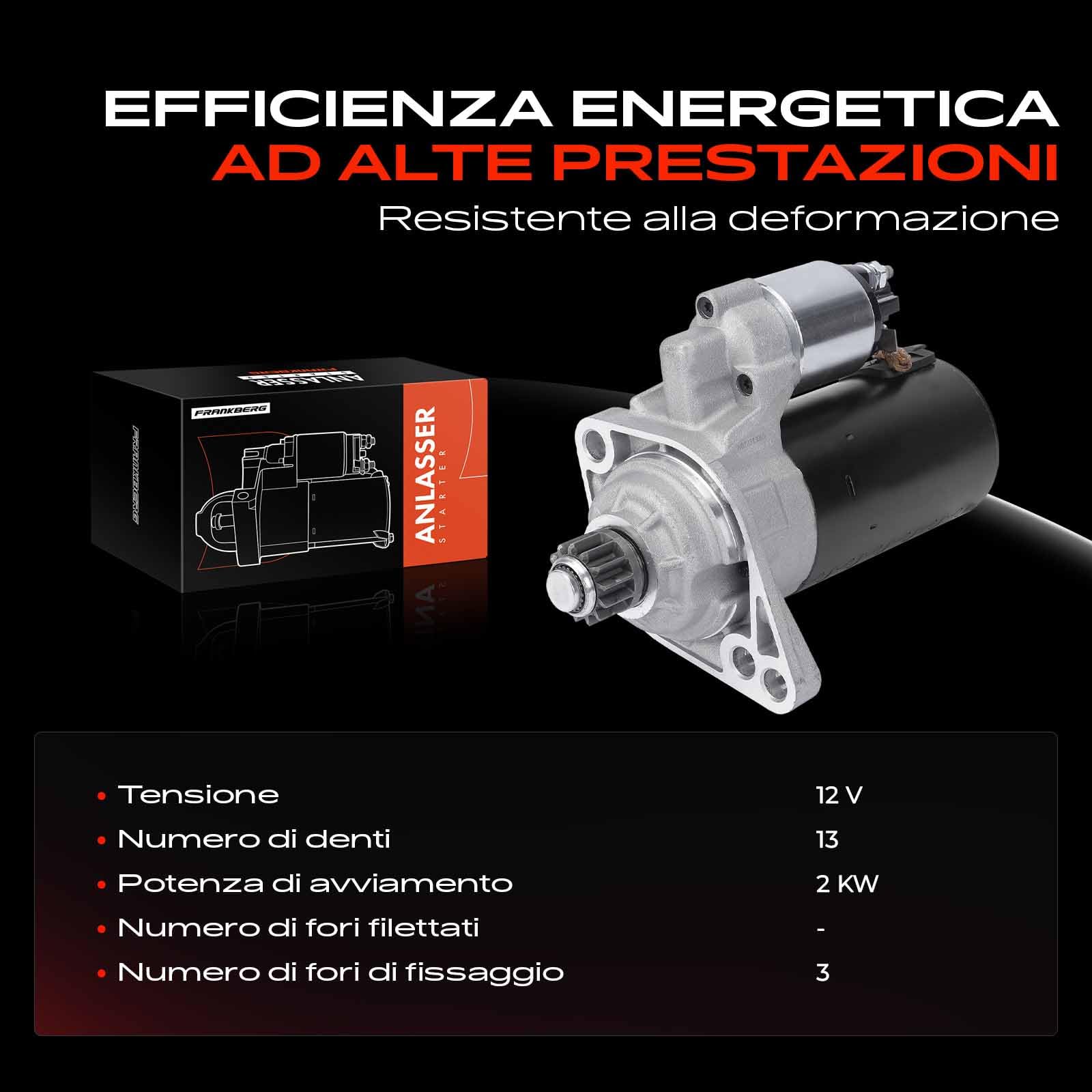 Frankberg Motorino di avviamento 2 kW 12 V 13 denti 02Z911023S