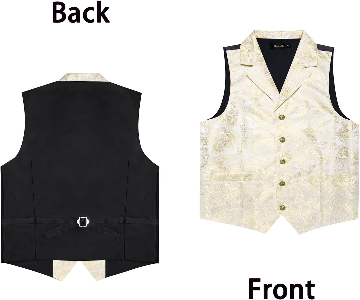 DiBanGu Mens Paisley Vest and Tie Set Silk Dress Waistcoat Necktie Wedding Party Casual Formal Dress Vest for Tuxedo - Image 5