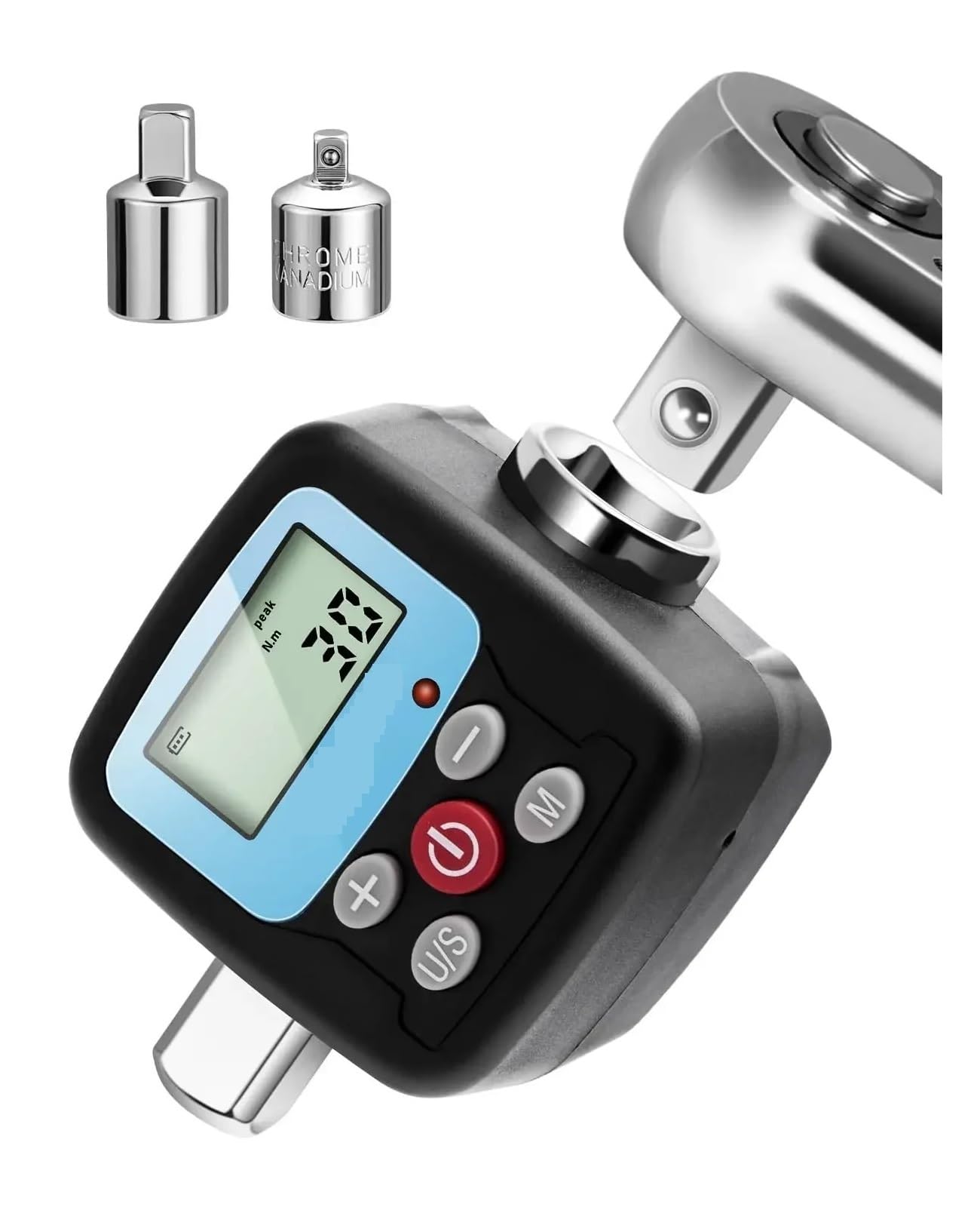 Gqnblvhzupdm 30N Digital Torque Meter Digital Torque Wrench Adapter - Precision Electronic Tool Converter And Meter With Lcd Display, Includes 1/2", 1/4(30N)
