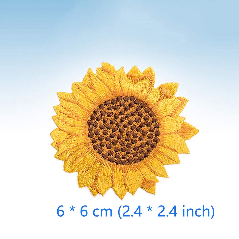 Juland 8 stuks geborduurde zonnebloempatches om op te strijken, met hitte of om op te naaien, geborduurde individuele rugzakpatches voor mannen, vrouwen, jongens, meisjes, kinderen